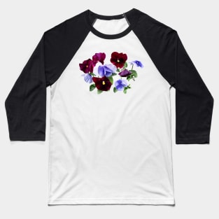 Pansies - Maroon And Purple Pansies Baseball T-Shirt